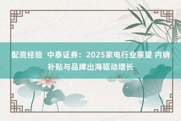 配资经验  中泰证券：2025家电行业展望 内销补贴与品牌出海驱动增长