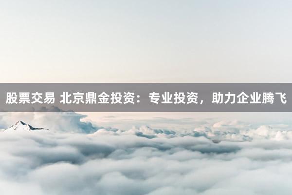股票交易 北京鼎金投资：专业投资，助力企业腾飞