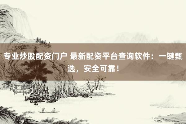 专业炒股配资门户 最新配资平台查询软件：一键甄选，安全可靠！