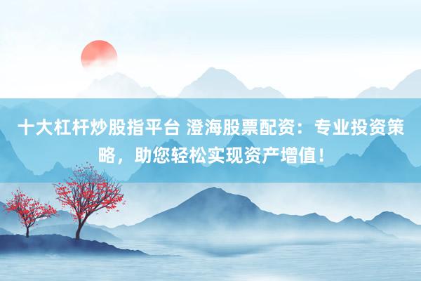 十大杠杆炒股指平台 澄海股票配资：专业投资策略，助您轻松实现资产增值！