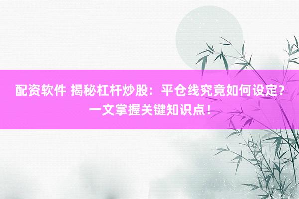 配资软件 揭秘杠杆炒股：平仓线究竟如何设定？一文掌握关键知识点！