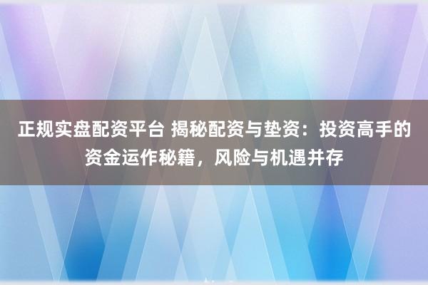 正规实盘配资平台 揭秘配资与垫资：投资高手的资金运作秘籍，风险与机遇并存