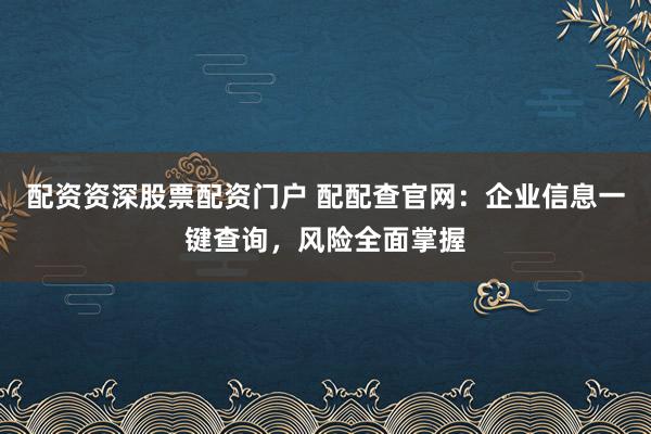 配资资深股票配资门户 配配查官网：企业信息一键查询，风险全面掌握