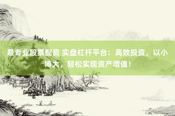 最专业股票配资 实盘杠杆平台：高效投资，以小博大，轻松实现资产增值！
