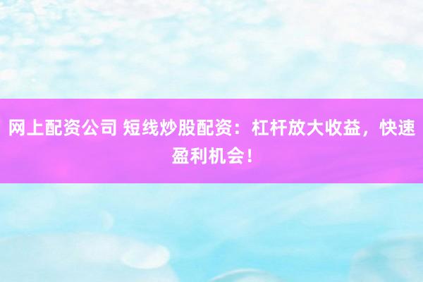 网上配资公司 短线炒股配资：杠杆放大收益，快速盈利机会！