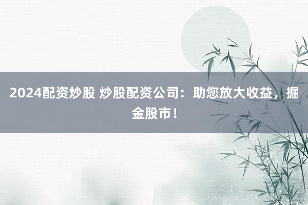 2024配资炒股 炒股配资公司：助您放大收益，掘金股市！