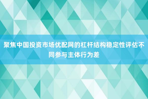 聚焦中国投资市场优配网的杠杆结构稳定性评估不同参与主体行为差