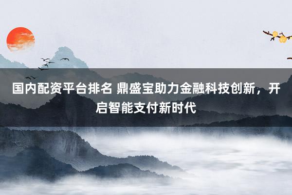 国内配资平台排名 鼎盛宝助力金融科技创新，开启智能支付新时代