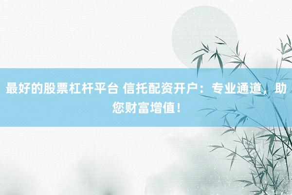 最好的股票杠杆平台 信托配资开户：专业通道，助您财富增值！