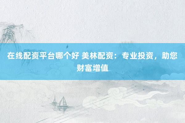 在线配资平台哪个好 美林配资：专业投资，助您财富增值